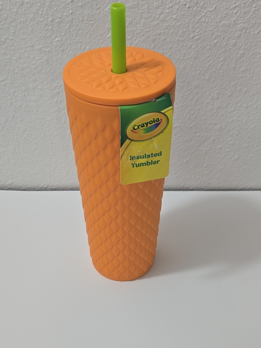 Crayola Orange Insulated Tumbler with Green Straw